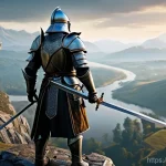 나이트크로우 세계관 탐구 - **"Medieval Warrior's Vigil"**
    A powerful male Warrior, approximately 30-35 years old, with a re...